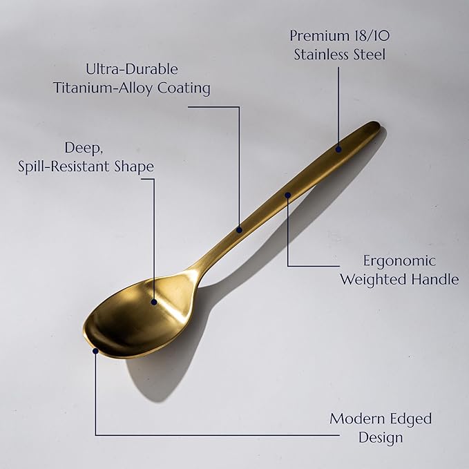 JazzUpCo Ava Flatware Flatware non toxic 18/10 stainless steel dishwasher safe (Matte Gold, 4 Person Set (20 Pieces))