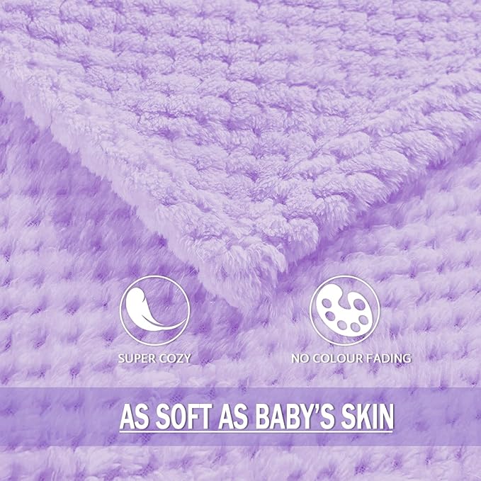 Exclusivo Mezcla Fleece Throw Blanket Extra Large, Super Soft and Warm Blankets for Couch, Sofa and Bed Waffle Textured, Cozy, Fuzzy and Lightweight (Lilac Purple, 50x70 Inches)