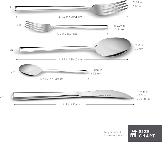Karaca Tivoli Silver 30-Piece Cutlery Set, for 6 People, 18/10 Stainless Steel Cutlery Set, Heat Resistant, Corrosion Resistant, 3mm Thick, Silver