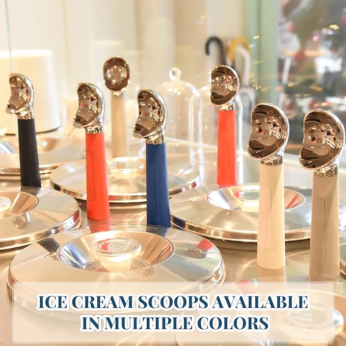 Heated Ice Cream Scoop Rechargeable, Electric Warming Ice Cream Scooper with LED Display, Heats to 158°F for Hard Ice Cream, Easy for Seniors & Kids, IP67 Waterproof (Blue, 2 oz)