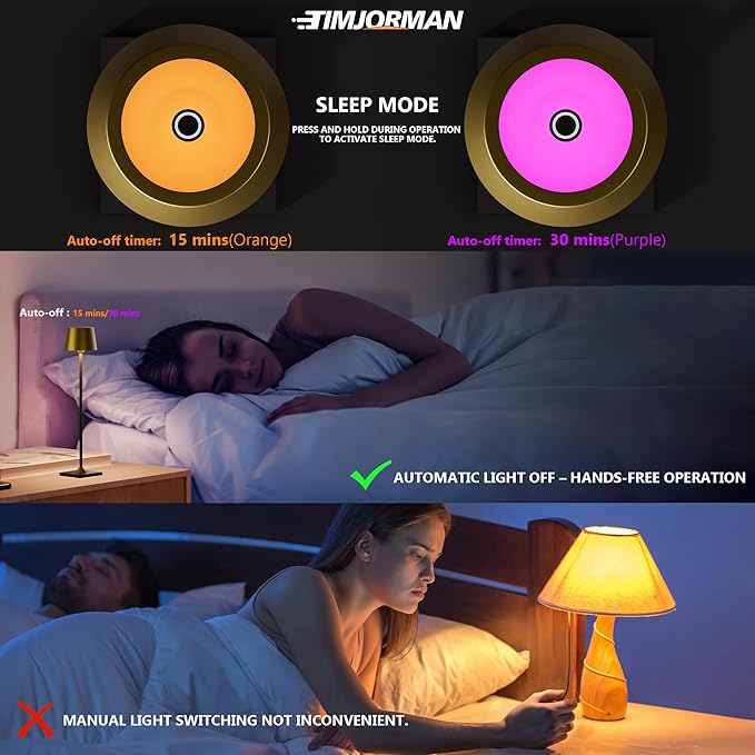 Timjorman Compact Cordless Table Lamp, Rechargeable LED Night Light, Dual Light Source (RGB Top & Warm Bottom), Touch Control & Timer, Metal Lamp for Bedroom & Kids Room (Antique Brass & Black)