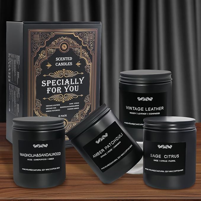 6 Pack Candles for Home Scented Aromatherapy Candles Gifts Set for Mens, Men Candle Set, 42 oz 300 Hour Long Lasting Candles Gifts for Men Birthday, Christmas