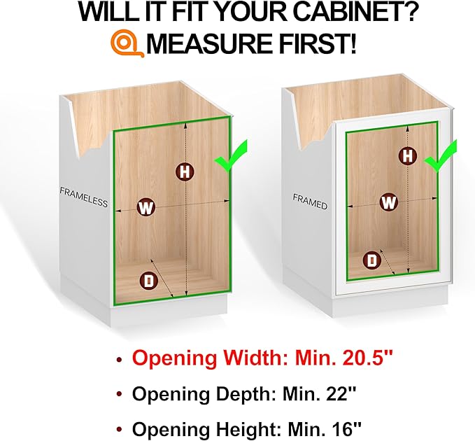 2-Tier Wood Cabinet Pull Out Shelves (20" W x 22" D), Wooden Slide Out Drawers for Kitchen Cabinets, Heavy-Duty 22 Inch Deep Sliding Cabinet Organizer