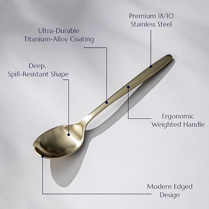 JazzUpCo Ava Flatware Flatware non toxic 18/10 stainless steel dishwasher safe (Matte Champagne Gold, 8 Person Set (40 Pieces))