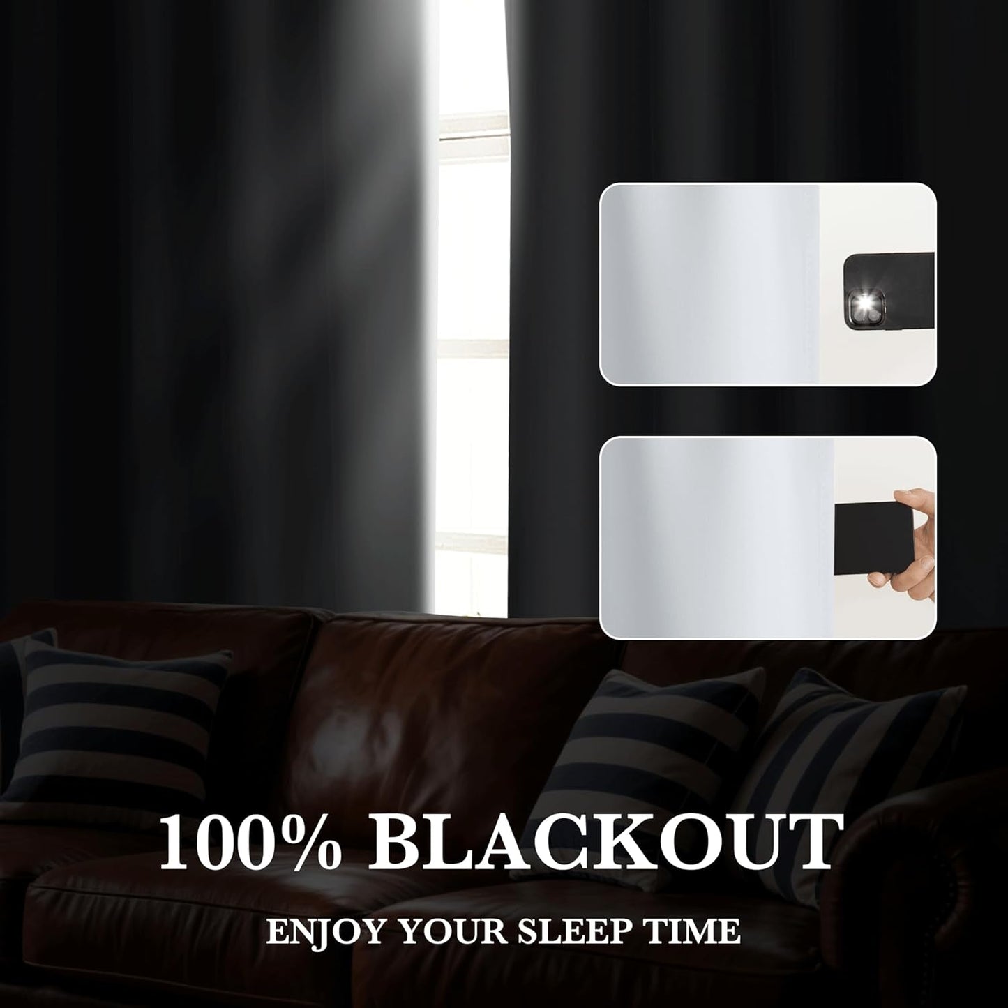 RYB HOME White Blackout Curtains for Bedroom, 100% Blackout Thermal Insulated Noise Reducing Curtains for Living Room Nursery, 34 inches Wide by 72 inches Long, 2 Panels Set