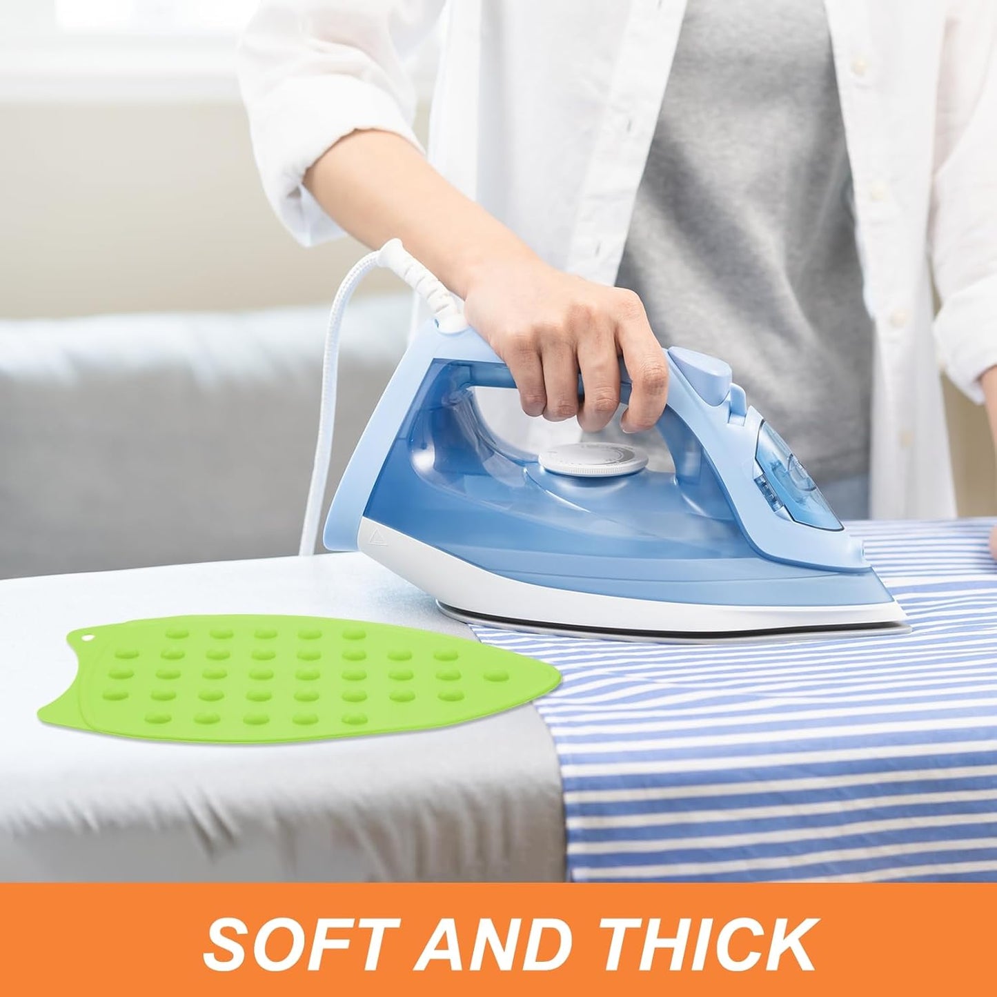 PATIKIL Silicone Iron Rest Pad, Multipurpose Hot Heat Resistant Iron Rest Plate Protective Pad for Ironing Board Hot Resistant Steamer Steam Compact Mat, Green