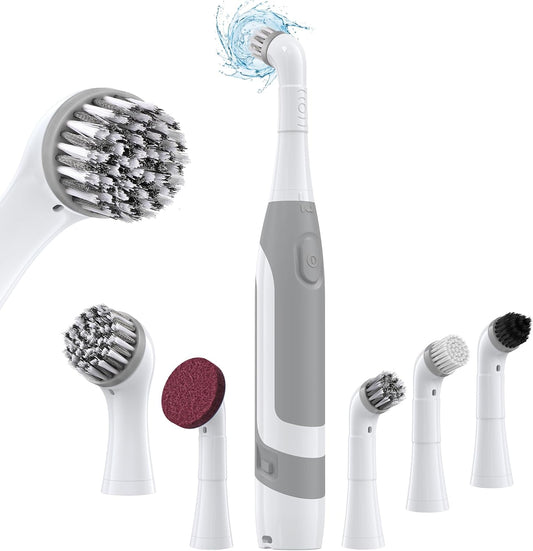kHelfer Electric Cleaning Brush with Battery Power, KH6A Small Electric Grout Brush&5 Replacement Brush, Lightweight Waterproof Stainless Steel Wire Brush for Grout, Tile, Corner, Kitchen, Bathroom