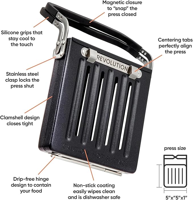 Revolution Toastie Press (Works With All Toasters) Conveniently Toast Delicious Grilled Cheeses, Quesadillas, and Paninis in Your Toaster