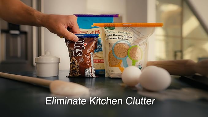GripStic Bag Clips. 12pc Durable Food Clip Set For Kitchen Storage. Reusable Chip Bag Clips. Color Coded Bag Closure Sticks Provide Air Tight Seal. Chip Clips Reinvented.
