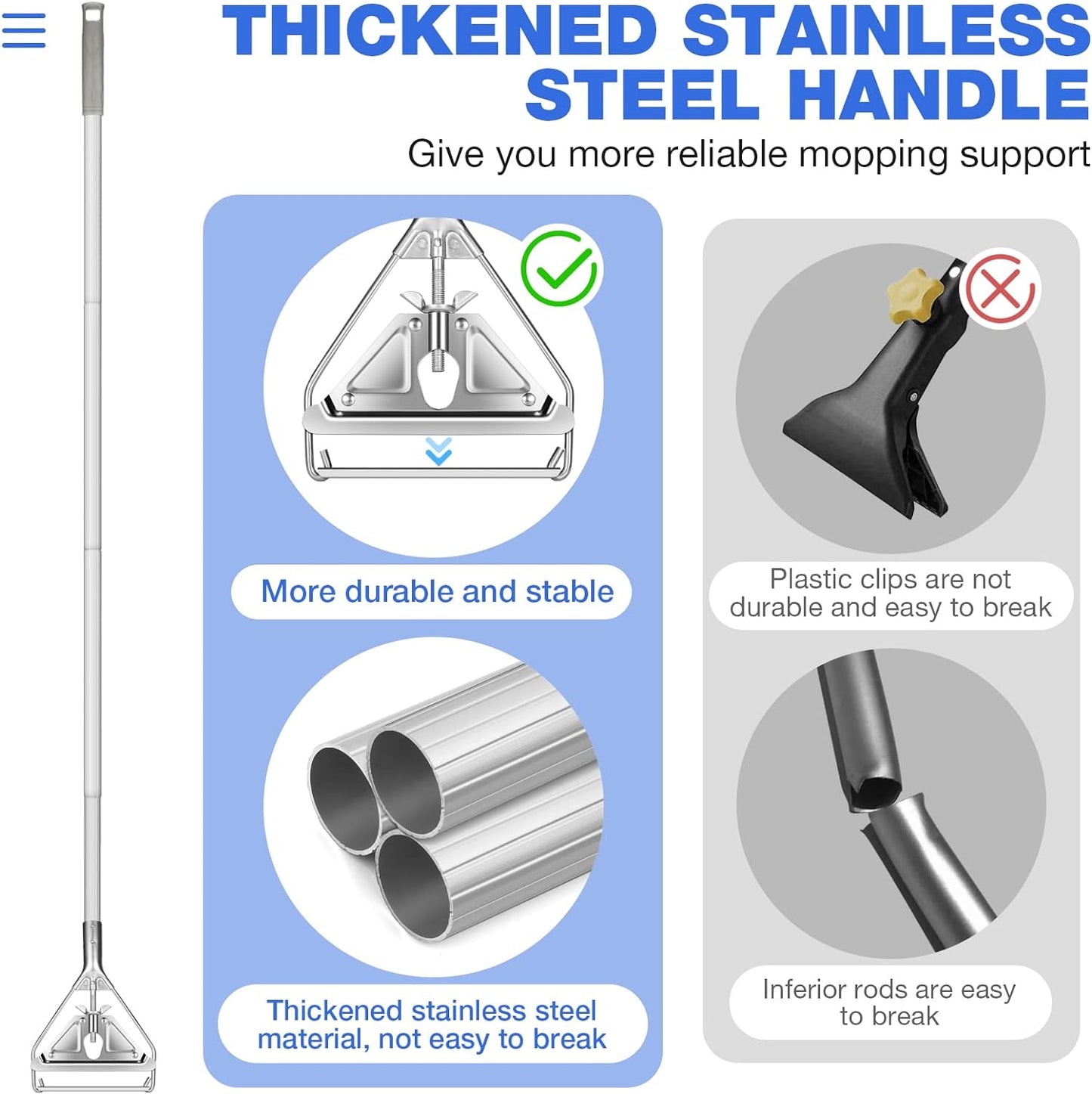 String Mop Heavy Duty for Floor Cleaning- Industrial Commercial Wet Mop with 59inch Mop Handle for Home Garage Office Workshop Warehouse Floor Cleaning