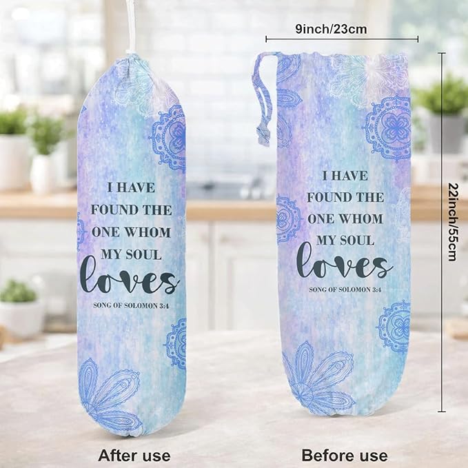 Plastic Bag Holder, I Have Found The One Whom My Soul Love Plastic Bag Holder, Reusable Trash Bags Organizer Home Decor, Christian Kitchen Gift for Women Plastics Bags Holders with Bible Verse