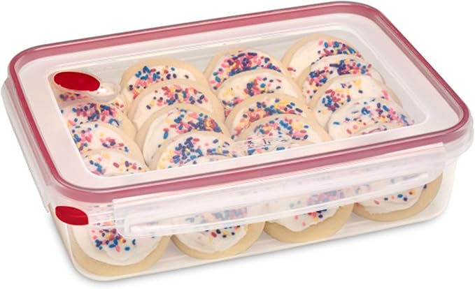 Sterilite Ultra-Seal 16 Cup Rectangle, Airtight Food Storage Container, Latching Lid, Microwave and Dishwasher Safe, Clear With Blue Gasket, 16-Pack