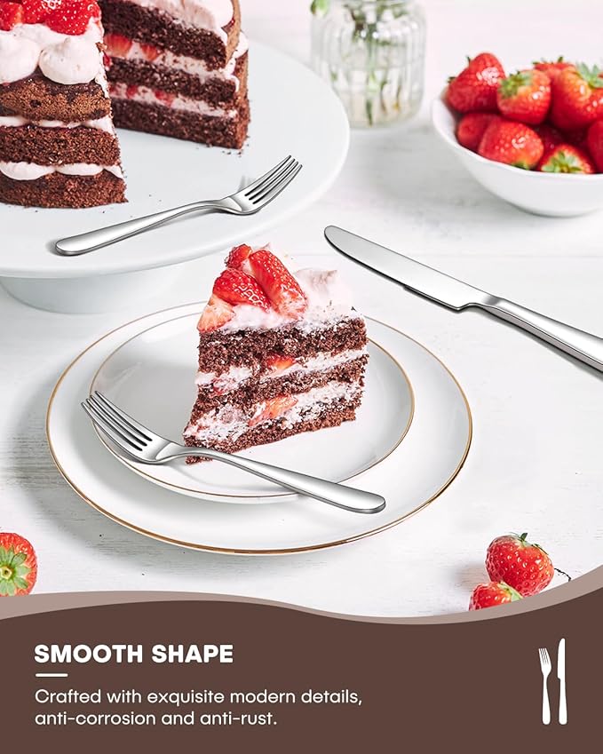 Silverware Set, Ollex 60 Pieces Heavy Duty Stainless Steel Flatware Cutlery Set for 12, Mirror Polished Tableware Eating Utensils Set Include Knife Spoon Fork Set for Kitchen, Dishwasher Safe