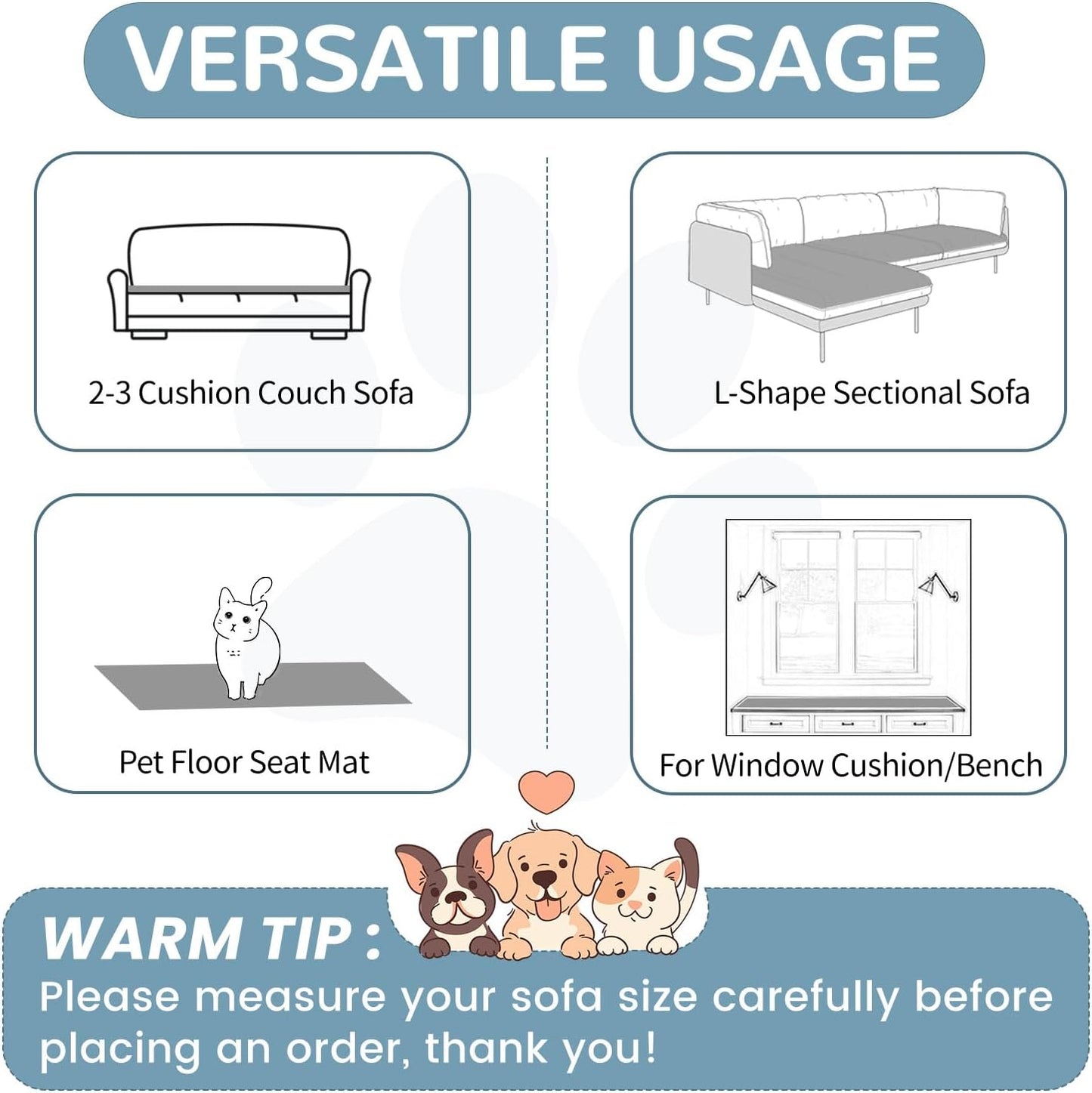 OTOB Dog Couch Covers for 3 Cushion Washable Non Slip Plush Pet Friendly Bed Mat Sofa Cover for Dogs, All Seasons Cozy Soft Fuzzy Furniture Protector Sofa Slipcovers (Gray, 27.6" x 59.1")