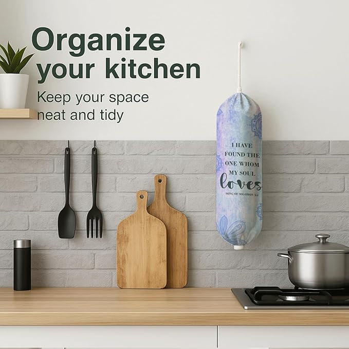 Plastic Bag Holder, I Have Found The One Whom My Soul Love Plastic Bag Holder, Reusable Trash Bags Organizer Home Decor, Christian Kitchen Gift for Women Plastics Bags Holders with Bible Verse