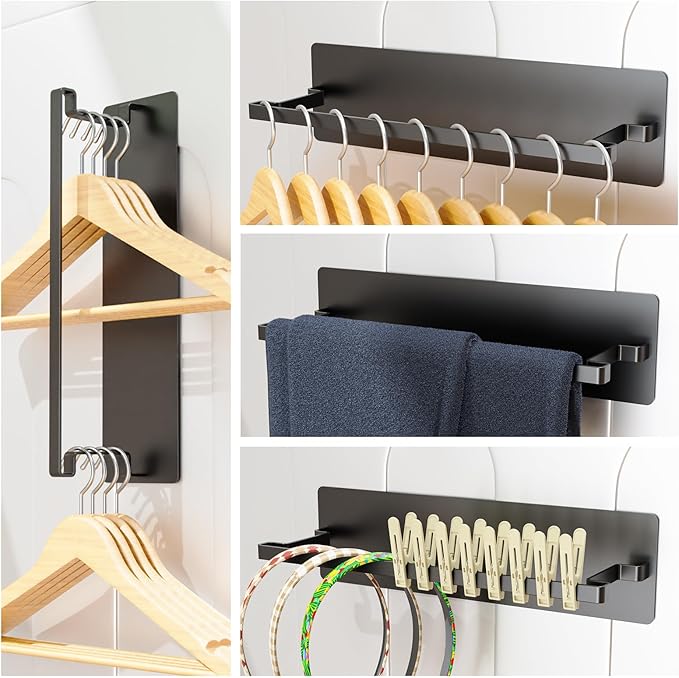 5-Pack Magnetic Shelves for Laundry Room Organization, Strong Hold Refrigerator & Washing Machine Shelves, Includes Spice Rack, Hanger Organizer Stacker & Utensil Hooks, No Drill Installation
