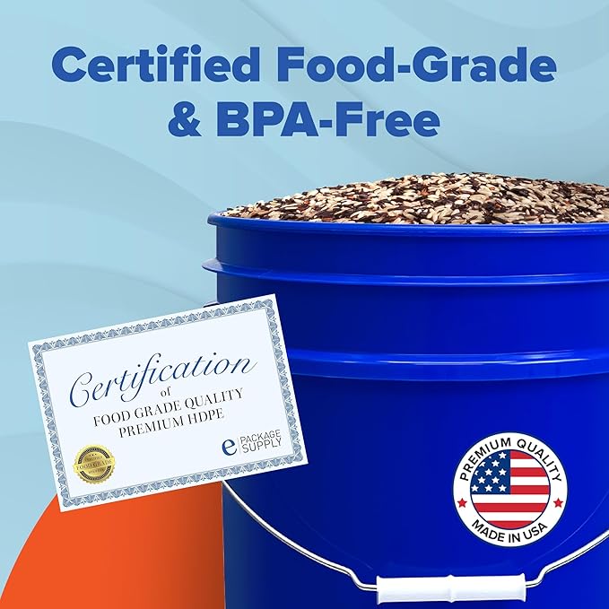 ePackageSupply Premium 5 Gallon Food Grade Plastic Pail with Gamma Seal Lid | Made in USA | BPA-Free | Heavy-Duty 90 Mil | Airtight Stackable Container, 3 Count