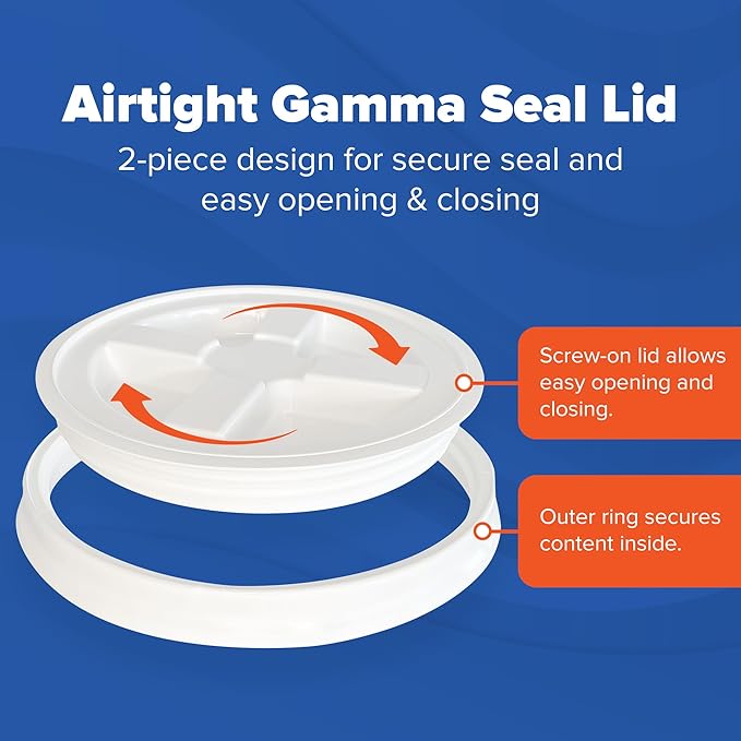 ePackageSupply Premium 5 Gallon Food Grade Plastic Pail with Gamma Seal Lid | Made in USA | BPA-Free | Heavy-Duty 90 Mil | Airtight Stackable Container, 3 Count