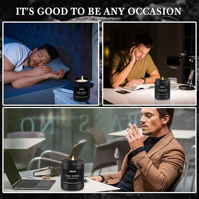 6 Pack Candles for Home Scented Aromatherapy Candles Gifts Set for Mens, Men Candle Set, 42 oz 300 Hour Long Lasting Candles Gifts for Men Birthday, Christmas