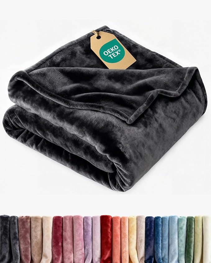 Ultra Soft Fleece Blanket Twin Size - Flannel Fleece Luxury Twin Blanket - Lightweight for Couch Bed Chair - Thick, Warm and Breathable - All Season Cozy Fuzzy, Anti-Static Microplush Bedding, Black