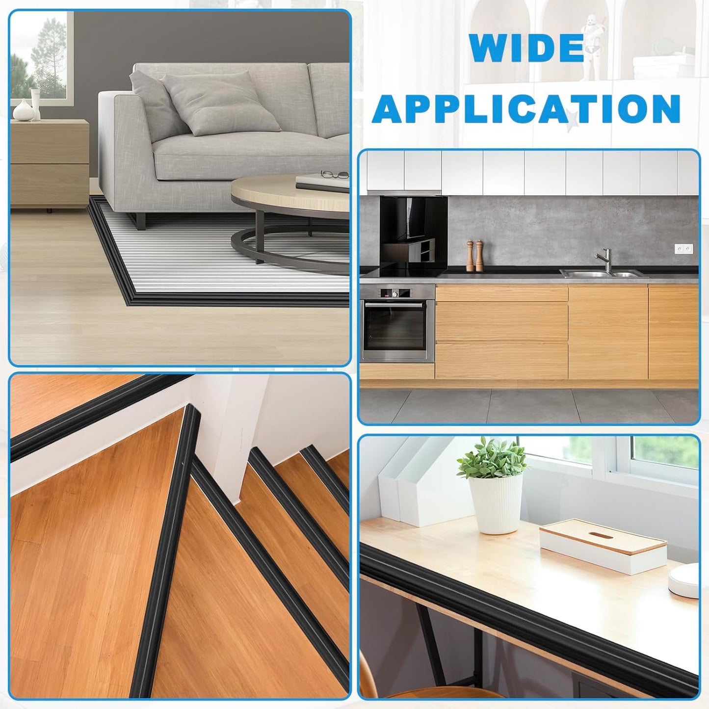 Wall Corner Protector Peel and Stick Corner Trim Molding Flexible Inside & Outside Wall Edge Guard Self Adhesive Moulding Trim for Edge Use, Black, 1.6” W x 10’ L