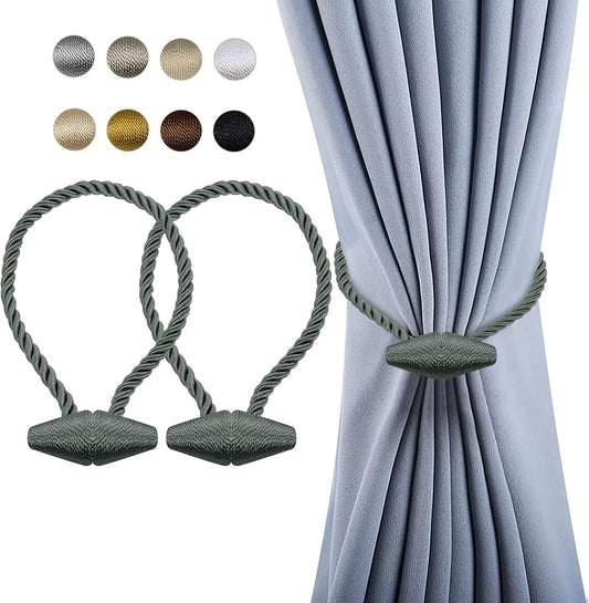 Hion Magnetic Curtain Tiebacks Gray Blue 2pcs, Curtain Tiebacks Buckles Holdbacks Holders Hooks Clip for Home Bedroom Office Decorative Curtain