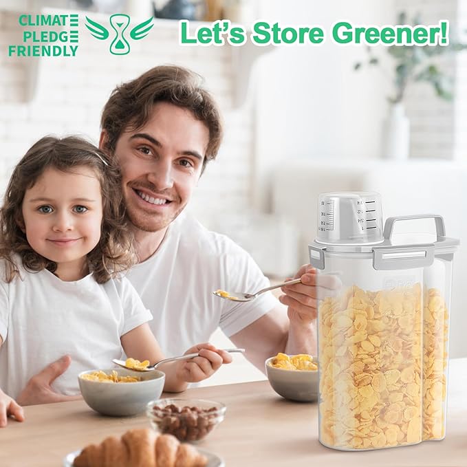 TBMax Rice Storage Container 3 to 5 Lbs - Small Pet Dog Cat Food Container Dispenser with Easy Pouring Spout & Cup, Portable Cereal Container for Small Spaces, Travel, or Daily Use