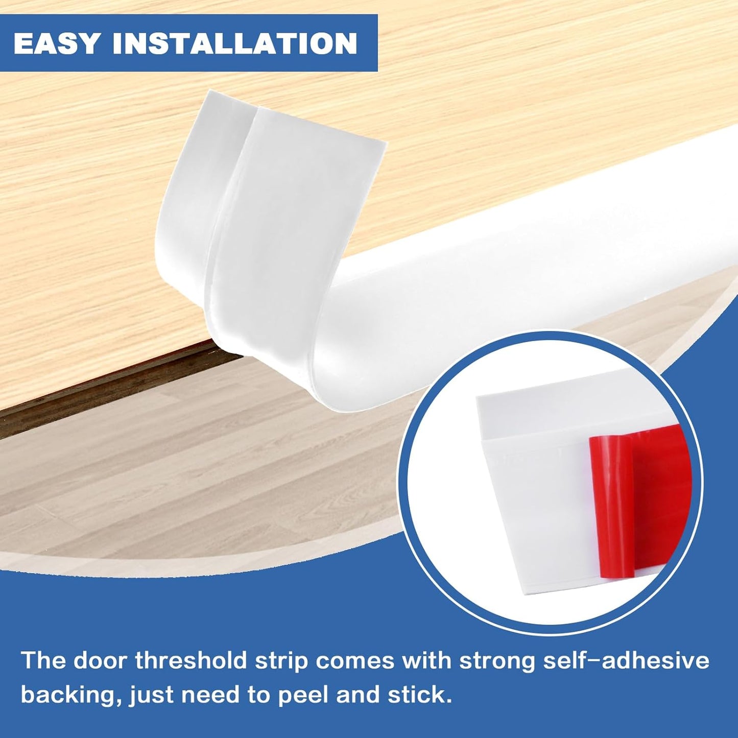 Vinyl Door Threshold Flooring Transition Strip Self Adhesive Carpet Edging Strip for Laminate Doorway Edge Threshold from 2/5" to 3/5" (White, 10 Ft)