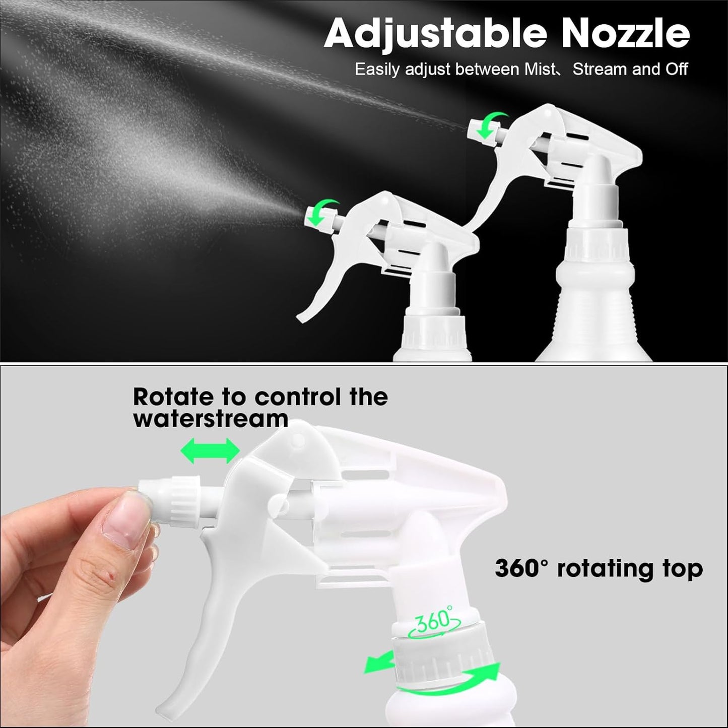 Eccliy 12 Pcs 16 Oz Plastic Spray Bottle, Adjustable Empty Reusable Sprayer for Cleaning, Planting, Water, Bathroom and Kitchen, BBQ, Commercial and Residential(Blue, White,Original)