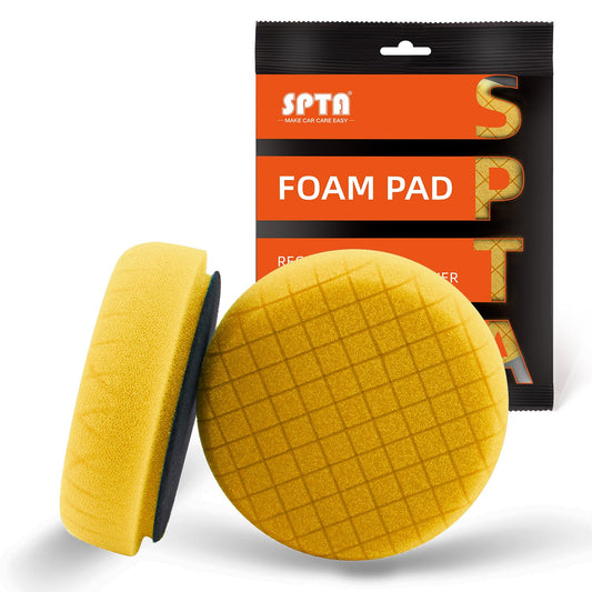 Yellow Medium Cut Pad, Buffing Polishing Pads, SPTA 1Pc 3.5 Inch Face for 3 Inch 80mm Backing Plate Compound Buffing Sponge Pads for Car Buffer Polisher Compounding, Polishing and Waxing - FPTSS3Y