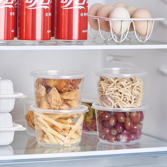 [50 Set - 16 oz. Plastic Deli Disposable Food Storage Containers With Airtight Lids (Formerly FULING)