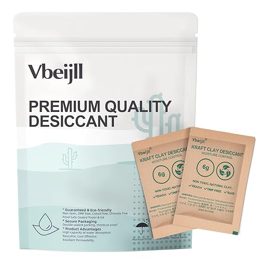 6 Gram (20 Pack) Kraft Clay Desiccants Packs, Premium Food Grade Desiccant - Moisture Absorbers for Food Storage, Electronics, 3D Filament & Safes