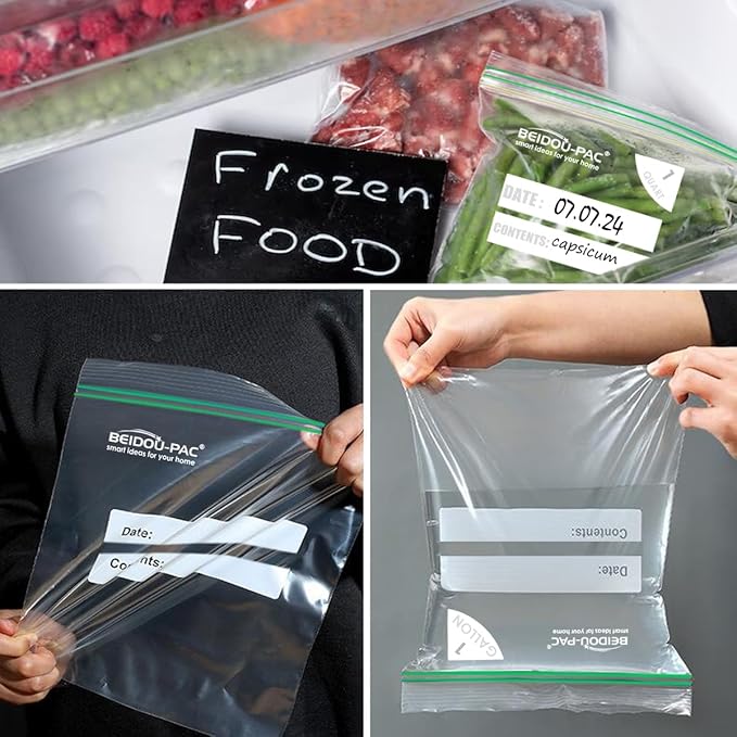 2 Gallon Large Food Storage Freezer Bags, 250 Count | Double Zipper |13" * 15", Freshness Easy Open Reclosable Clear Plastic Bags