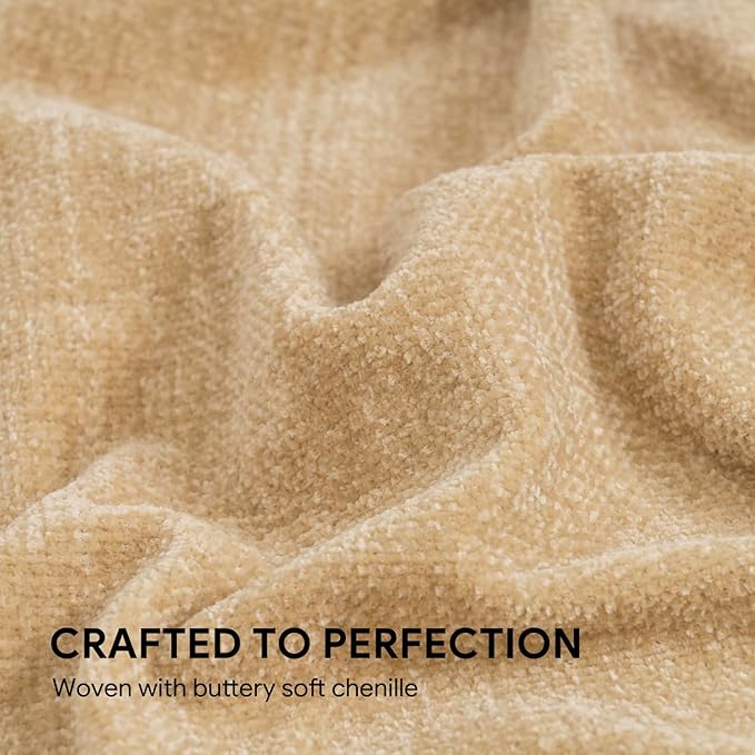 RECYCO Throw Blanket Soft Cozy Chenille Throw Blanket with Fringe Tassel for Couch Sofa Chair Bed Living Room Gift (Beige, 50" x 60")