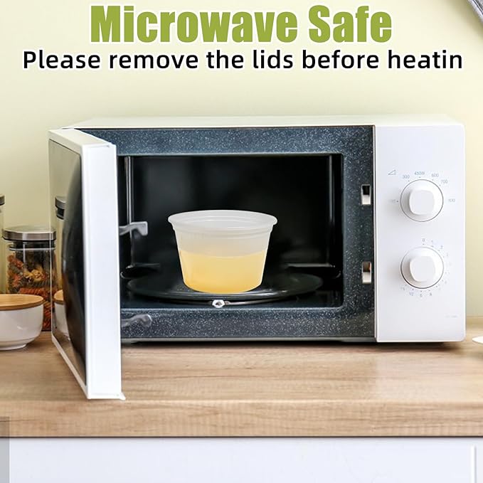 EASYTRIP [60 sets] 8oz Deli Containers with Lids，Food Storage Container with airtight lid，Plastic Soup Containers with Lids Meal Prep/BPA Free/Freezer Safe/Dishwasher Safe/Microwave Safe/Stackable