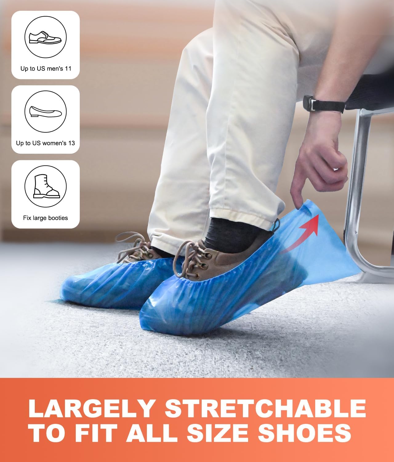 Shoe Covers Disposable – 140 Pack (70 Pairs), Roll-Pack CPE Boot Covers, Waterproof, Stretchable, Fits Up to Men’s 10 / Women’s 12, Ideal for Indoor & Outdoor Use, Easy Storage – Blue