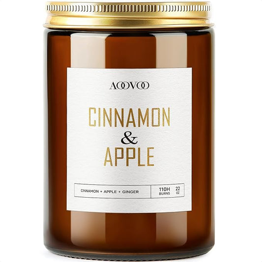 AOOVOO Apple Cinnamon Candles - 22 oz Scented Candles, Aromatherapy Candle, Soy Candle for Home Scented