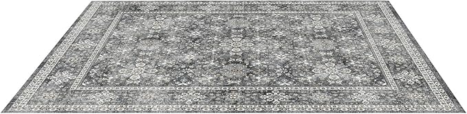 VEVOR 8 x 10 ft Area Rug Large Washable Rug Non-Slip and Tear-Resistant Soft Carpet Pet & Child Friendly Vintage Area Rugs Indoor Mat for Bedroom Living Room Kids Room Entryway Office Gray