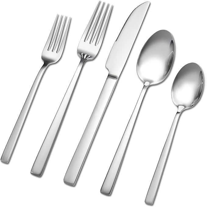 Silverware Set, 40 Piece Flatware Cutlery Set for 8, Stainless Steel Silverware Mirror Polished Dishwasher Safe for Home, Restaurant, Wedding, Party