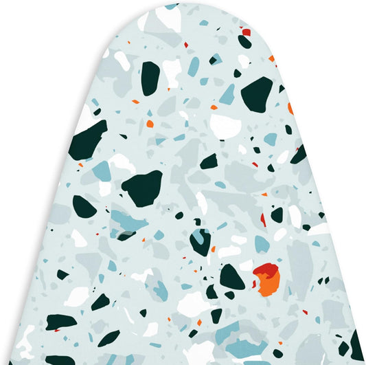 Encasa XO Ironing Board Cover and Pad - Thick 4mm Felt, Heat & Scorch-Resistant, Fits Medium Boards 42"x14", Elastic Bungee Cord Tightening, Easy Fit, Stain-Safe Dye, Terrazzo Mint
