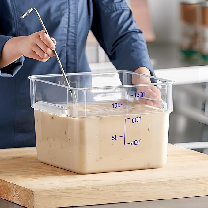 4 Pack 12 Quart Food Storage Containers with Lids, Polycarbonate Square Commercial Food Containers, NSF, Clear, New Version