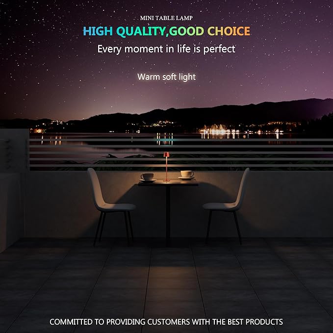 Timjorman Compact Cordless Table Lamp, Rechargeable LED Night Light, Dual Light Source (RGB Top & Warm Bottom), Touch Control & Timer, Metal Lamp for Bedroom & Kids Room (Red 1-Pack)