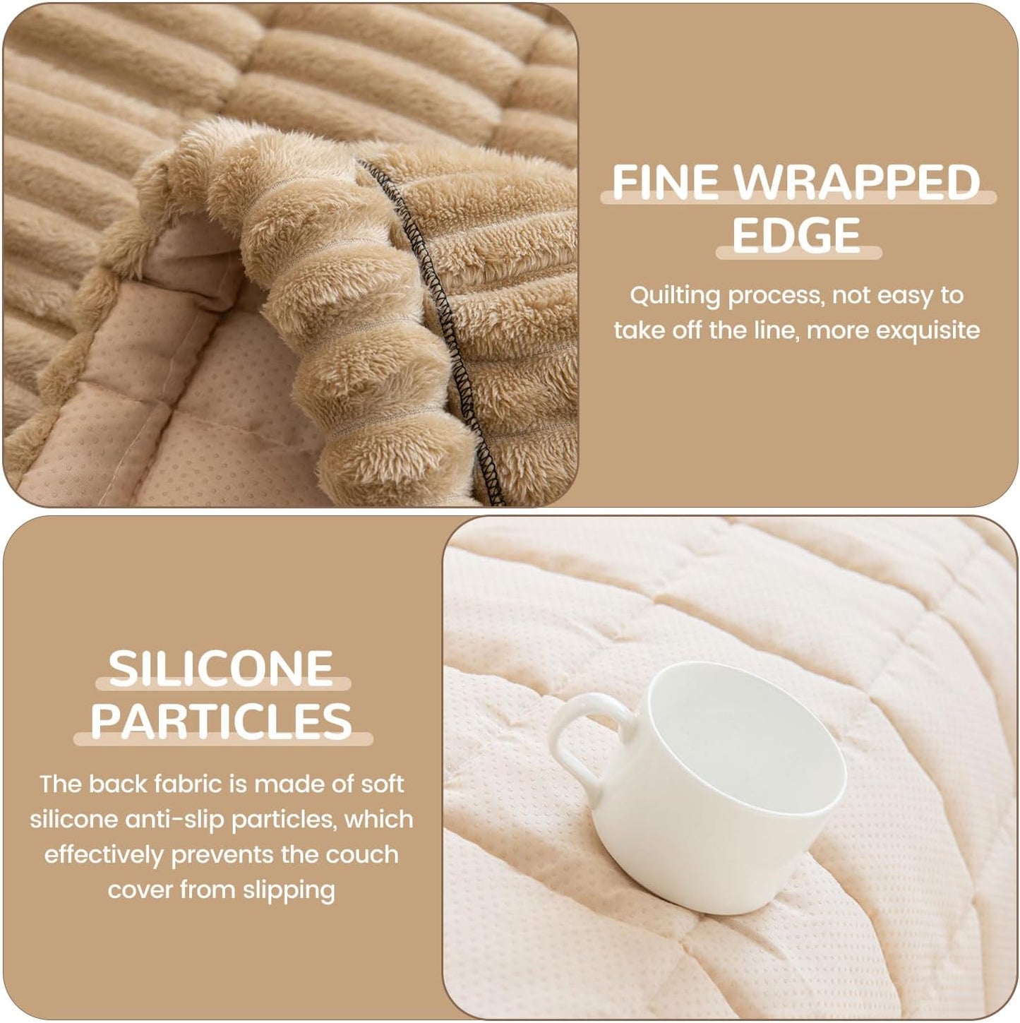 OTOB Couch Cover for Dogs Washable, Non Slip Plush Sofa Covers for 3 Cushion Couch, Fuzzy Pet Friendly Mat Bed Furniture Protector Sofa Slipcover, All Seasons (Coffee, 27.6" x 70.9")