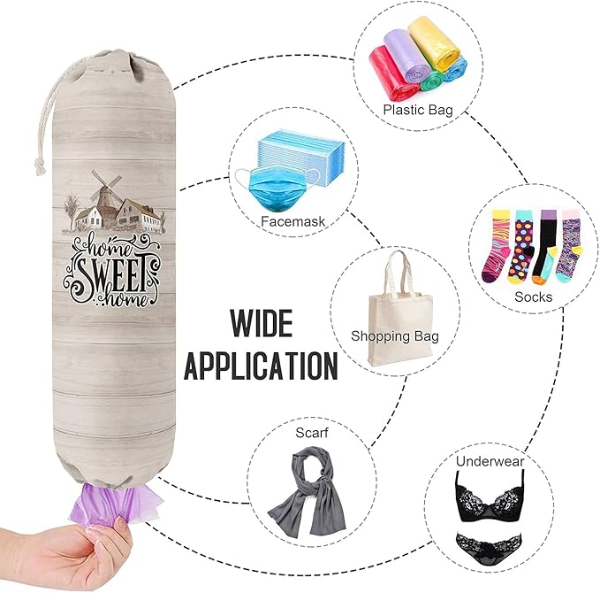 Home Sweet Home, Grocery Bags Holder Organizer for Shopping Bags，Wall Mount Plastic Bags Storage Container Dispensers, Gift for Women Mother Grandmother Friend