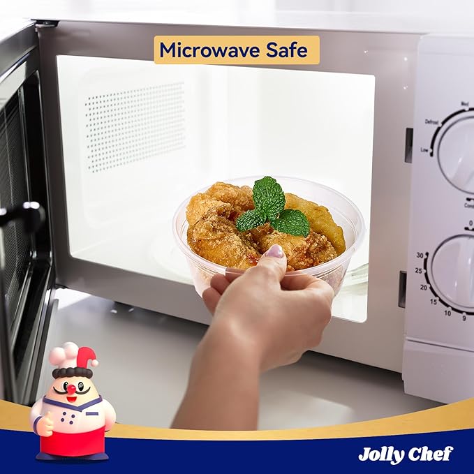 JOLLY CHEF Deli Food Storage Containers with Lids 8 OZ 50 Set Food Storage Containers, Leakproof |Stackable | Microwave | Dishwasher | Freezer Safe