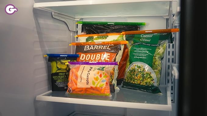 GripStic Bag Clips. 12pc Durable Food Clip Set For Kitchen Storage. Reusable Chip Bag Clips. Color Coded Bag Closure Sticks Provide Air Tight Seal. Chip Clips Reinvented.