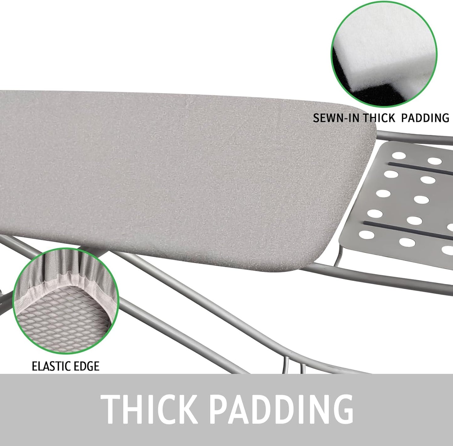 Ironing Board Cover and Pad 15x54 Inch Standard Ironing Board Cover with Elastic Edge and Hook and Loop Fasteners Scorch and Stain Resistant Cotton Ironing Covers with Thick Padding