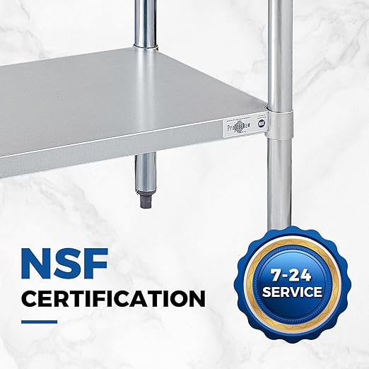Profeeshaw Stainless Steel Prep Table NSF Commercial Work Table with Backsplash and Undershelf for Kitchen Restaurant 60x30 Inch