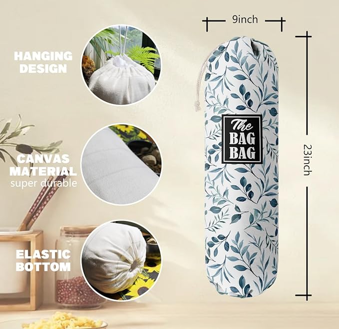 The Bag Grocery Bag Holder, Leafage Grocery Bags Holder Organizer, Wall Mount Plastic Bags Storage Container Dispensers, Kitchen Gifts For Women Family Friends Grandma Mom(E-6)