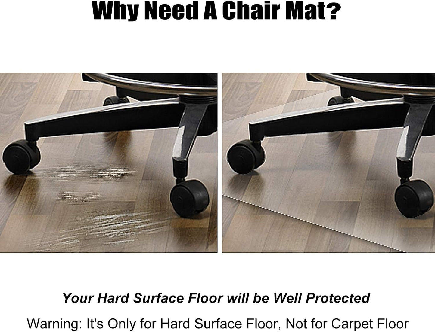 Azadx Office Chair Mat for Hardwood Floor 36 x 48'', Clear Desk Chair Mat for Wood Floor Heavy Duty, Office Mat Plastic Protector for Hard Surface Floors